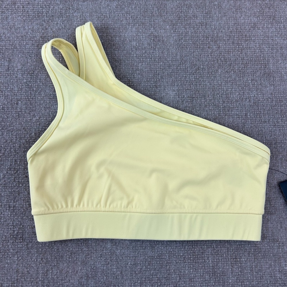Fourlaps Solo Sports Bra Womens Small Yellow Nylon Stretch One Shoulder Yoga
